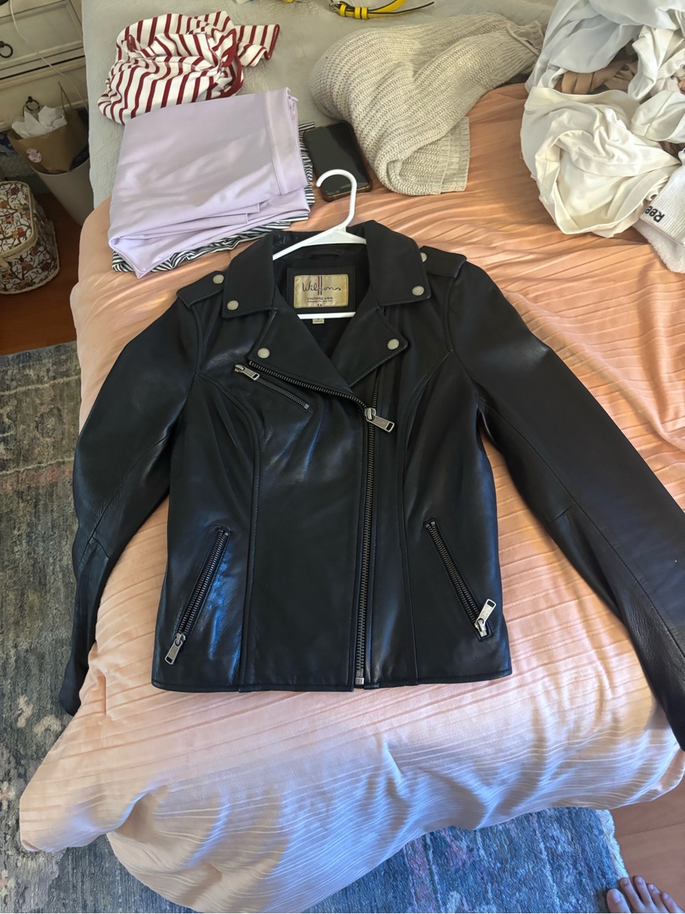Wilsons Leather Black Asymmetric Moto Jacket